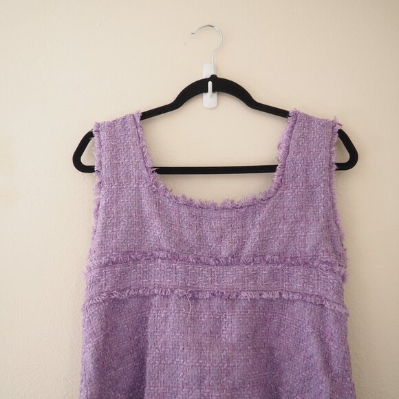 Zara Purple Tweed Sleeveless Mini Dress sz L - Picture 7 of 7